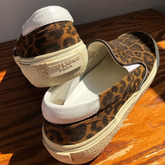 Saint Laurent Leopard Print Slip On Shoes - Picture 1 of 6